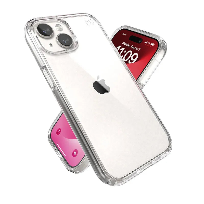Speck Presidio Perfect-Clear – dėklas iPhone 17e / 16e / 15 / 14 / 13 (skaidrus)