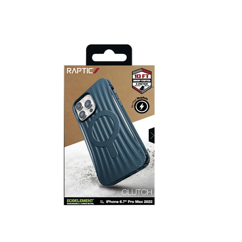 X-Doria Raptic Clutch MagSafe – biologiškai skaidus dėklas, skirtas iPhone 14 Pro Max (išbandyta atsparumas kritimui iš 3 m) (Marine Blue)