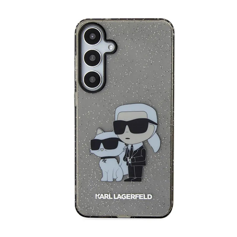 Karl Lagerfeld IML Glitter Karl & Choupette – dėklas Samsung Galaxy S24+ (juodas)