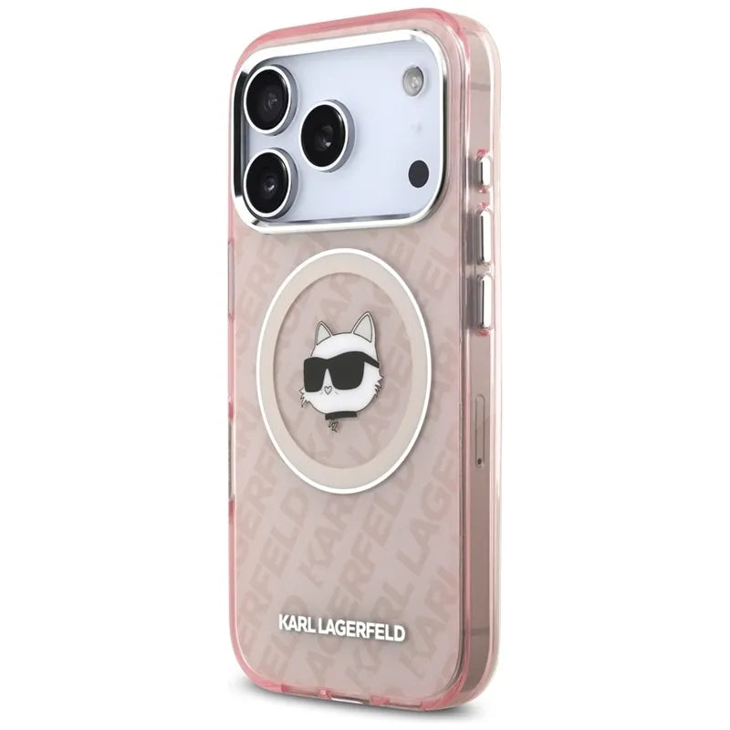 Karl Lagerfeld IML Choupette Head Logo MagSafe – dėklas iPhone 17 Pro Max (rožinis)