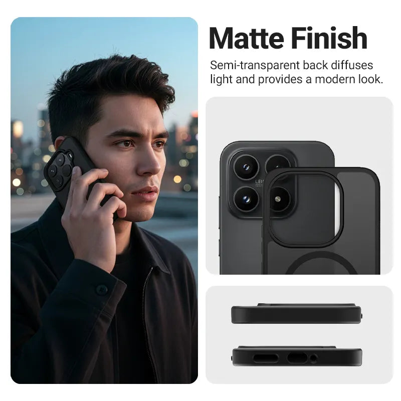 Crong Hybrid Matte Magnetic – Xiaomi 17 MagSafe dėklas (juodas)