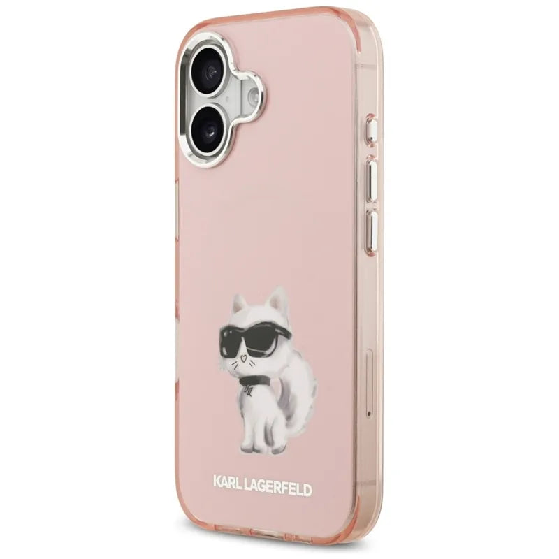 Karl Lagerfeld IML Aquarelle Choupette & Logo MagSafe - Dėklas iPhone 17 (rožinis)