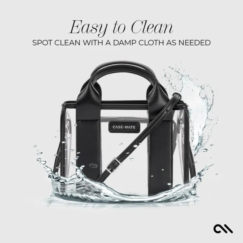 Case-Mate Micro Tote Bag – vandeniui atsparus krepšys per petį (Midnight Black/Clear)