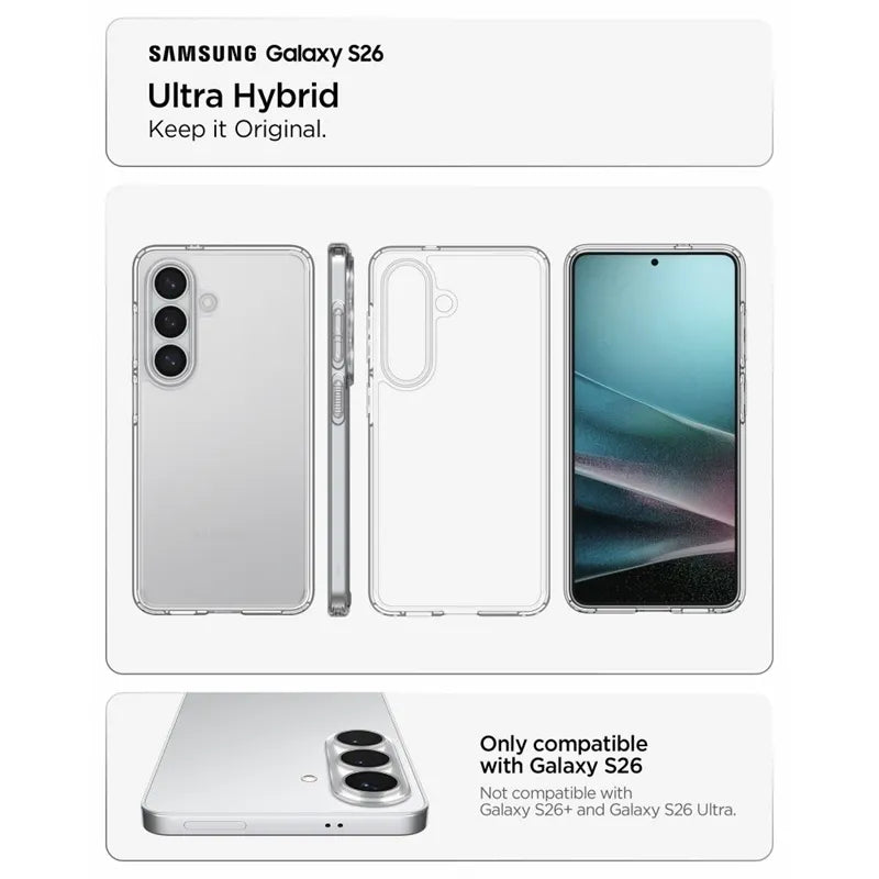 „Spigen Ultra Hybrid“ – dėklas „Samsung Galaxy S26“ (skaidrus)