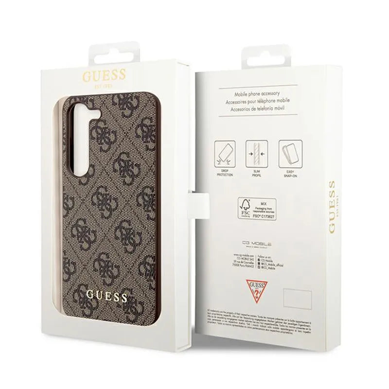 Guess 4G Charms kolekcija – dėklas Samsung Galaxy A35 5G (ruda)