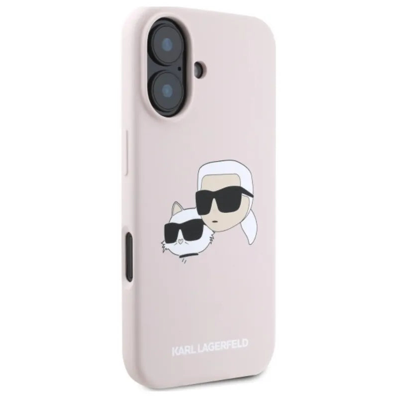 Karl Lagerfeld Silicone Double Heads Print MagSafe – Dėklas iPhone 16 (rožinis)