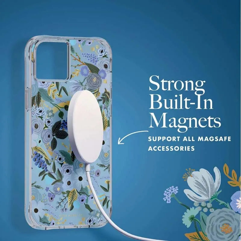 Rifle Paper Clear MagSafe - dėklas iPhone 14 Plus (Garden Party Blue)