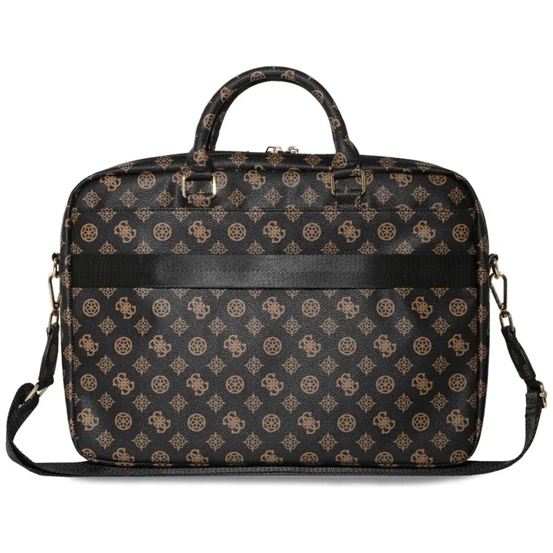 Guess 4G Peony Front Pocket Zipper Triangle Logo - nešiojamojo kompiuterio krepšys 16" (juodas)