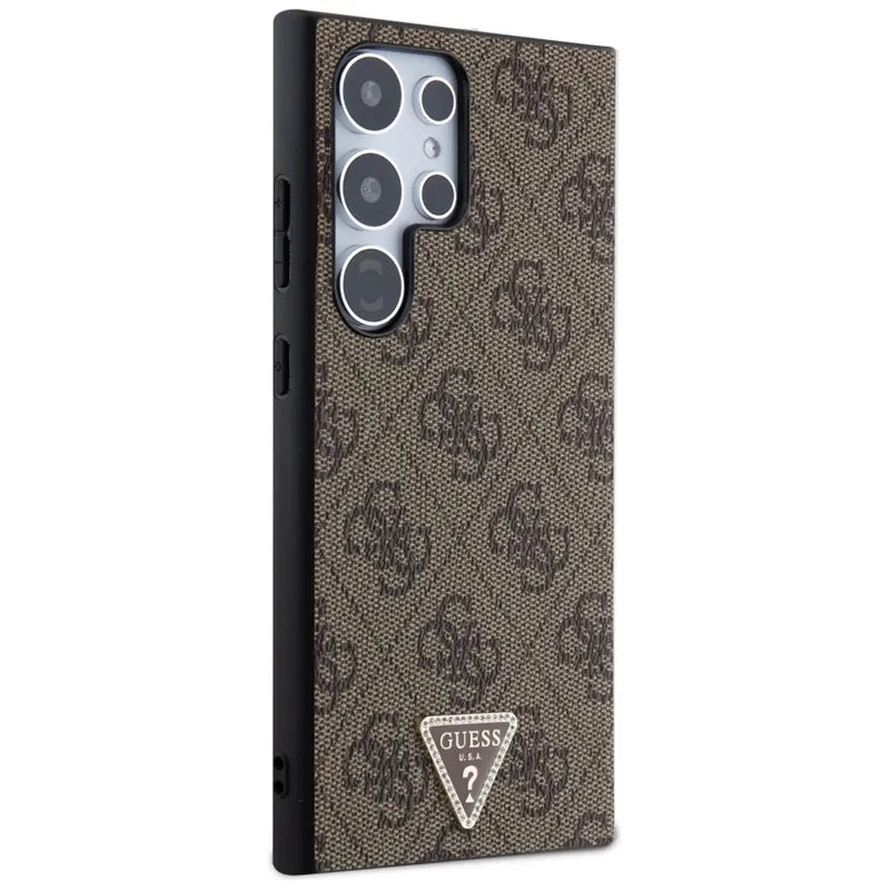 Guess 4G Triangle Strass – dėklas Samsung Galaxy S24 Ultra (ruda)