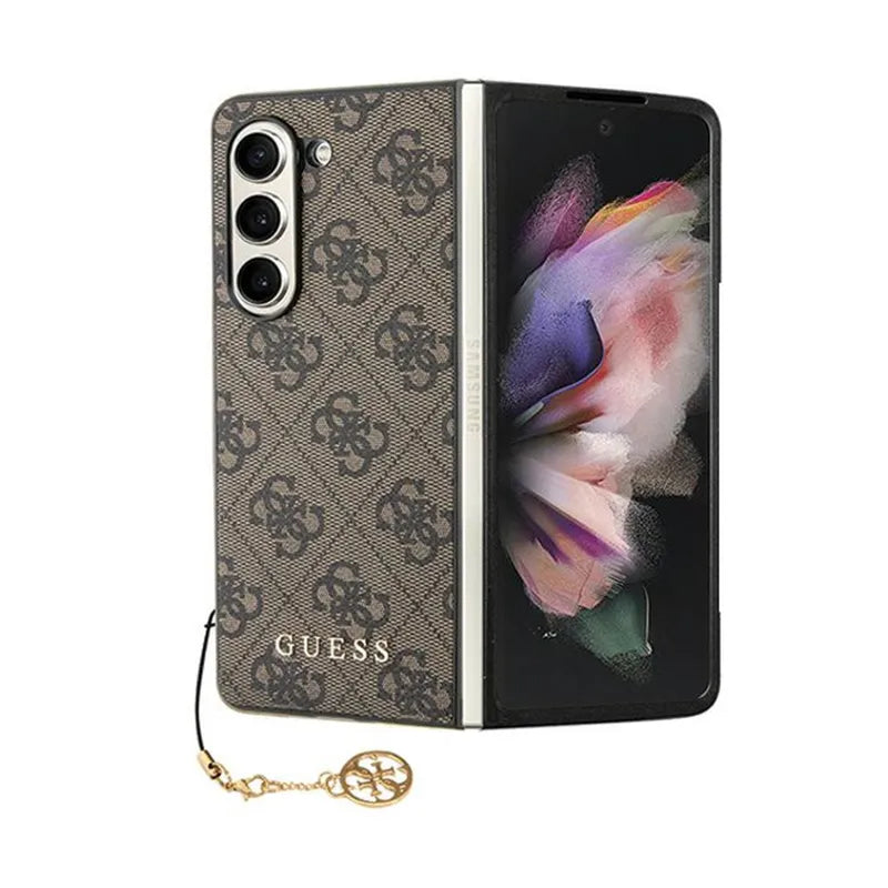 „Guess 4G Charms“ kolekcija – dėklas „Samsung Galaxy Z Fold 5“ telefonui (rudos spalvos)