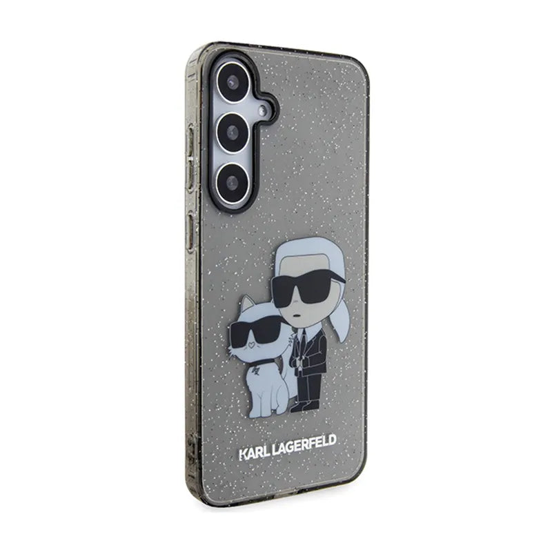 Karl Lagerfeld IML Glitter Karl & Choupette – dėklas Samsung Galaxy S24+ (juodas)
