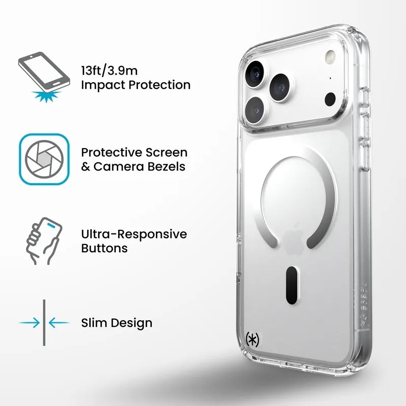 Speck Presidio Perfect Clear MagSafe – dėklas, skirtas iPhone 18 Pro Max / 17 Pro Max (skaidrus)