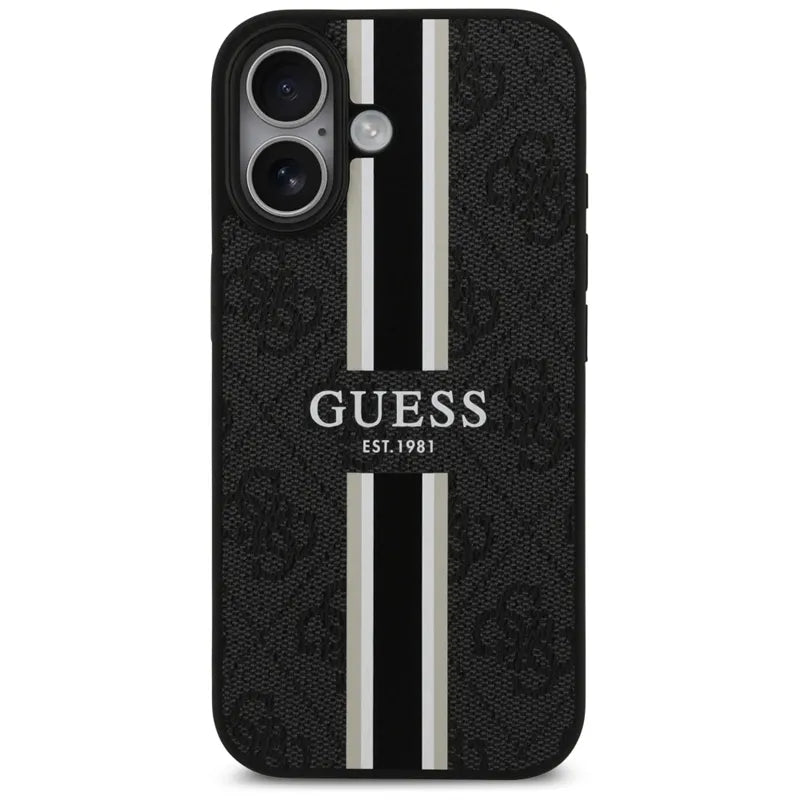 Guess 4G Printed Stripes MagSafe - Dėklas iPhone 17 (juodas)