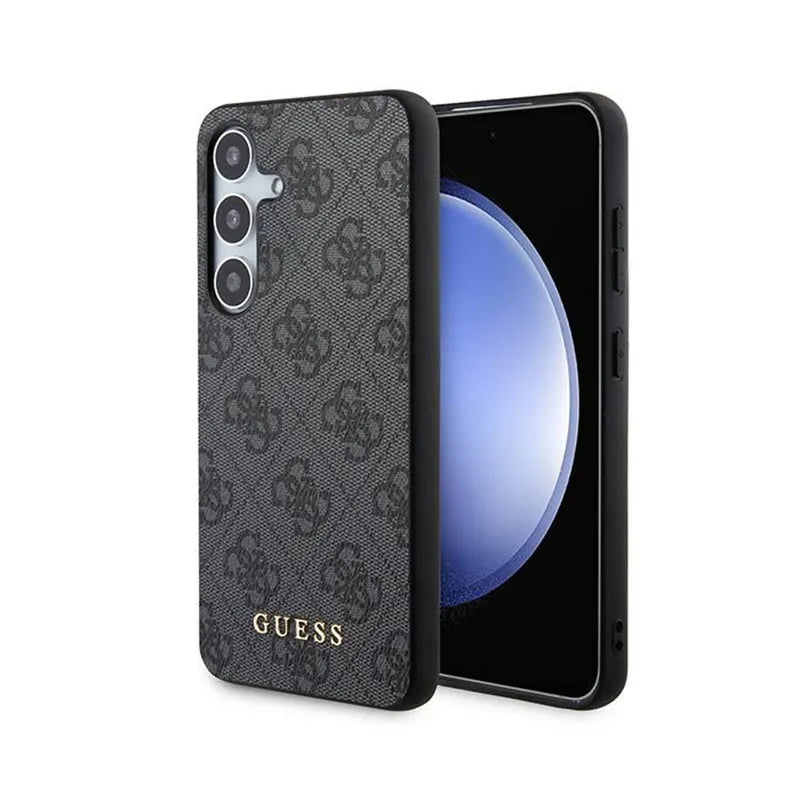Guess 4G Metal Gold Logo - Dėklas Samsung Galaxy S24 telefonui (juodas)