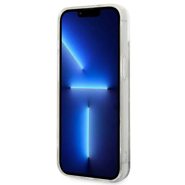 Karl Lagerfeld Monogram Liquid Glitter – dėklas, skirtas iPhone 14 (sidabrinis)