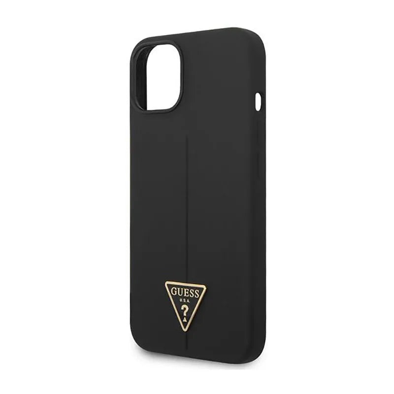 Guess Silicone Triangle Logo – dėklas iPhone 14 Plus telefonui (juodas)