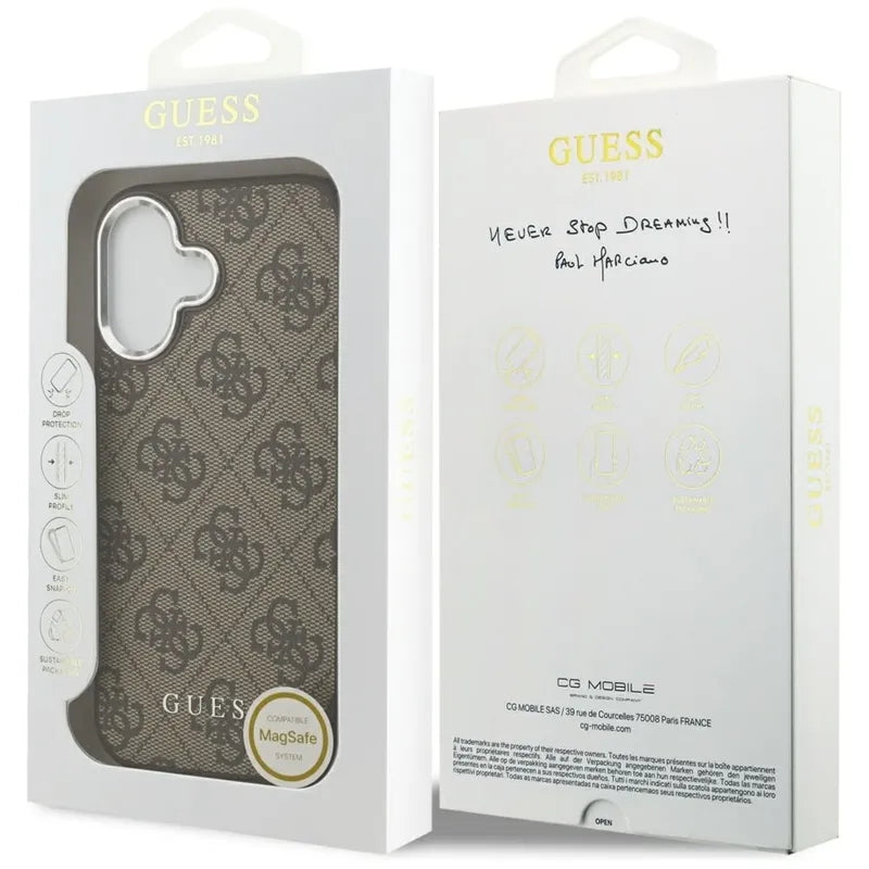 Guess 4G Classic Logo MagSafe - iPhone 17 dėklas (rudos spalvos)