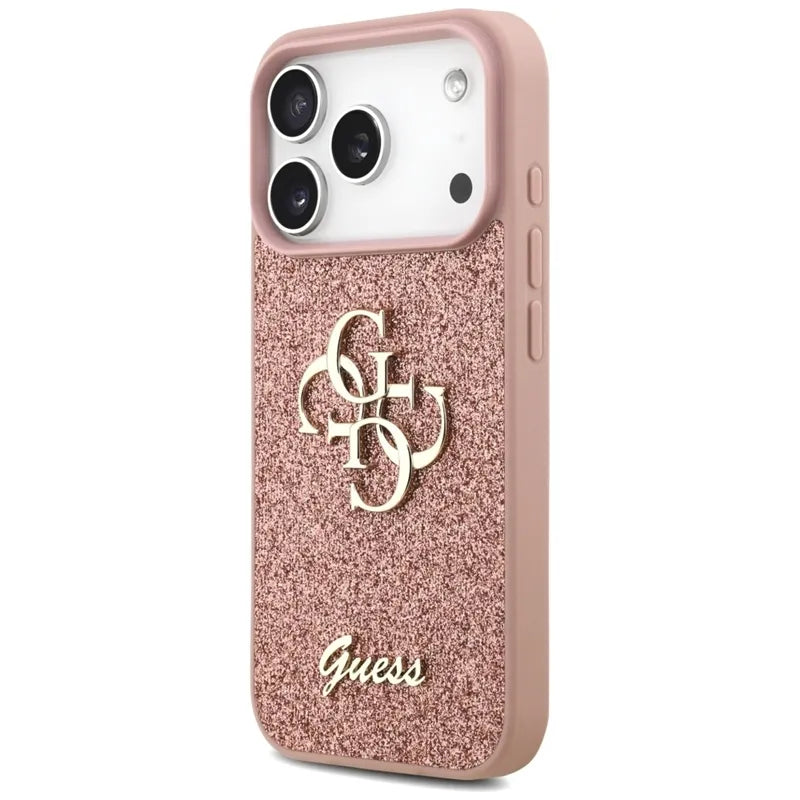 Guess Fixed Glitter Big 4G - Dėklas iPhone 17 Pro (rožinis)