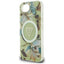 Guess IML Metal Glitter Flowers Triangle MagSafe – dėklas iPhone 16e telefonui (žalias)