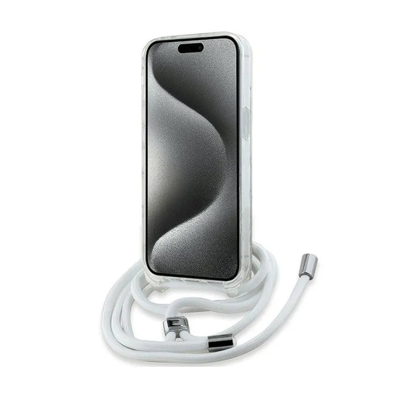 Karl Lagerfeld IML Crossbody Monogram Karl & Choupette Head MagSafe – dėklas telefonui iPhone 15 / 14 / 13 (skaidrus)