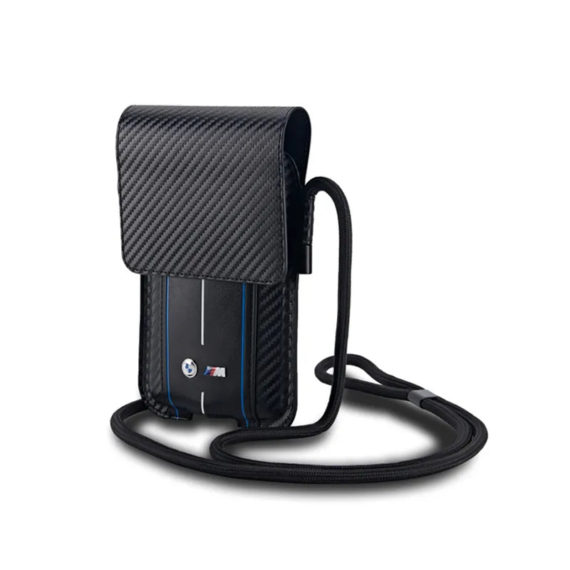 BMW Carbon Blue Stripes Wallet Bag – telefono dėklas (juodas)