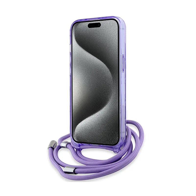 Karl Lagerfeld IML Crossbody Monogram Karl & Choupette Head MagSafe – dėklas iPhone 15 / 14 / 13 (violetinis)