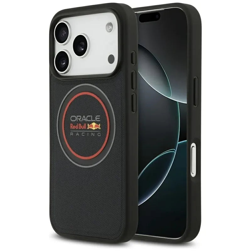 Red Bull Meshed Logo and Red Ring MagSafe – iPhone 17 Pro dėklas (tamsiai mėlynas)