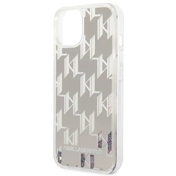 Karl Lagerfeld Monogram Liquid Glitter – dėklas, skirtas iPhone 14 (sidabrinis)