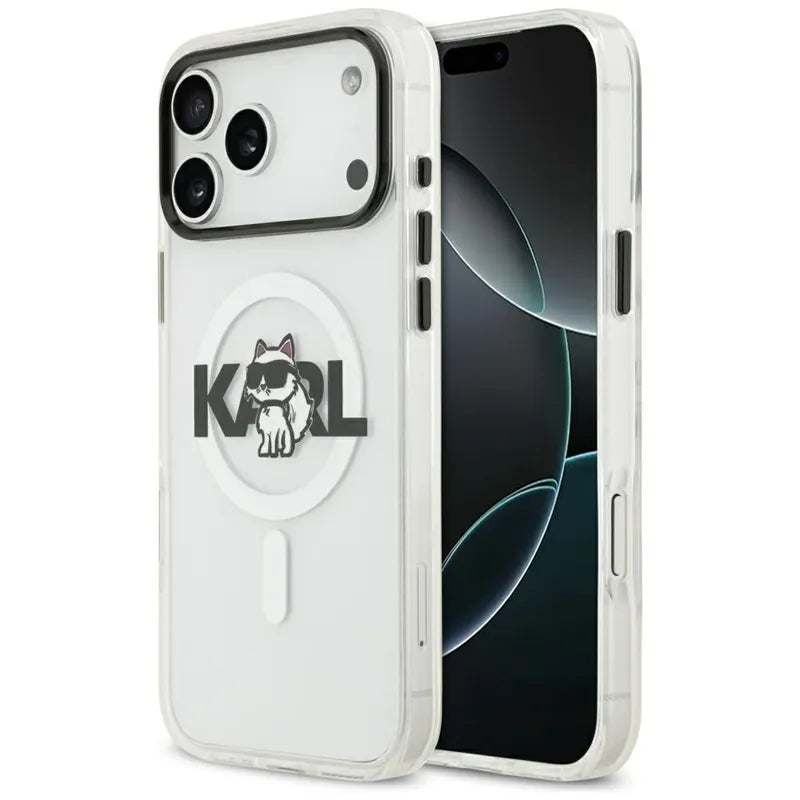 Karl Lagerfeld IML Choupette Sketch Logo MagSafe – dėklas iPhone 17 Pro (skaidrus)