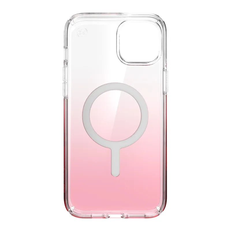 Speck Presidio Perfect-Clear + Ombre + MagSafe - dėklas iPhone 15 Plus / 14 Plus su MICROBAN danga (Skaidrus / Vintage Rose Fade)