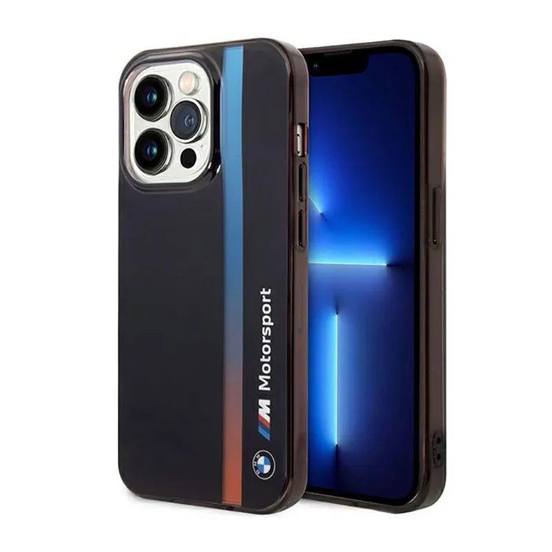 BMW Tricolor Stripe - dėklas iPhone 14 Pro (juodas)