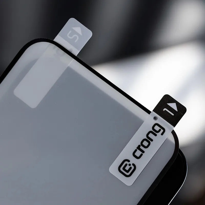 Crong 7D Nano Flexible Glass – nedūžtantis 9H hibridinis stiklas visam iPhone 13 mini ekranui