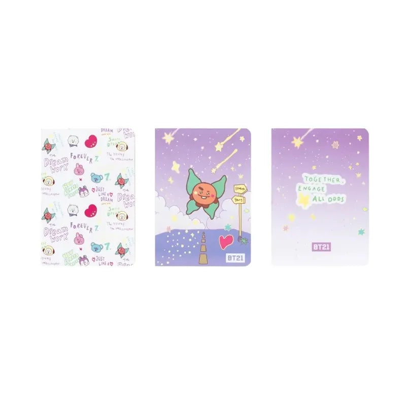 BT21 – A6 formato SHOOKY užrašinių rinkinys (3 vnt.)