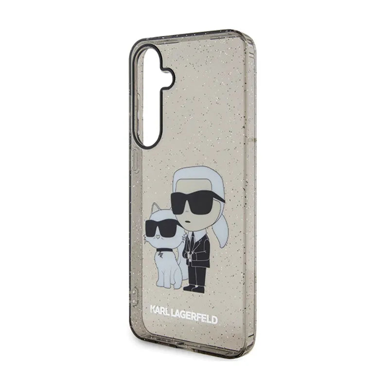 Karl Lagerfeld IML Glitter Karl & Choupette – dėklas Samsung Galaxy S24+ (juodas)