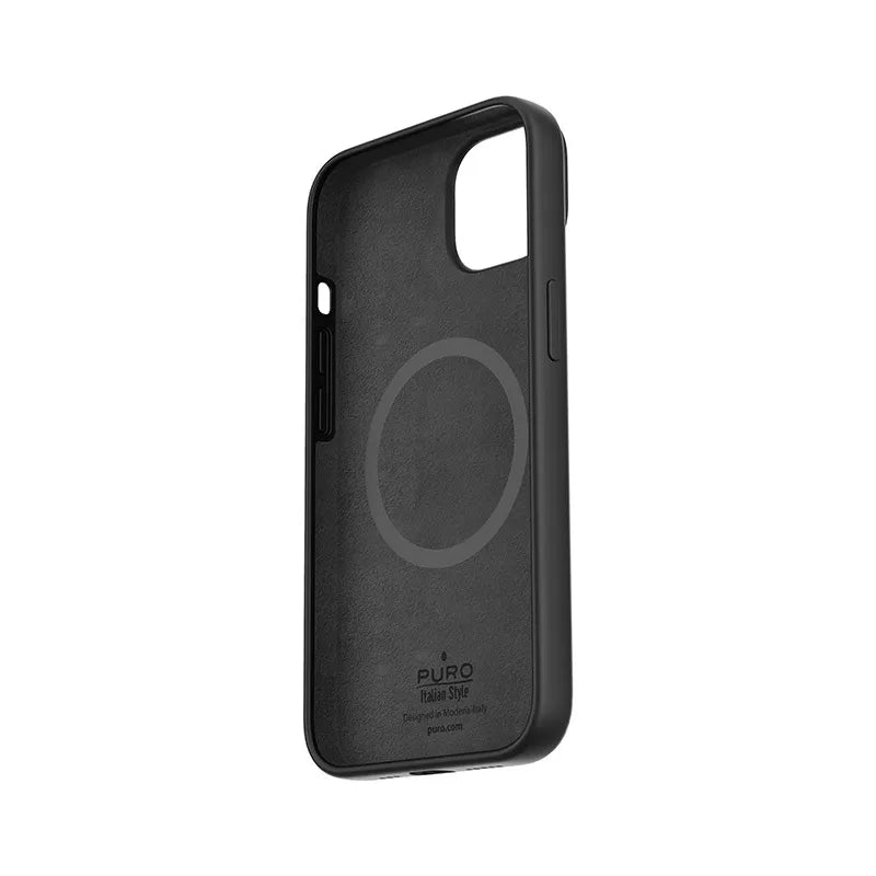 PURO ICON MAG – Dėklas iPhone 14 Plus telefonui su MagSafe palaikymu (juodas)