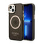 Guess Gold Outline Translucent MagSafe – dėklas iPhone 14 telefonui (juodas)
