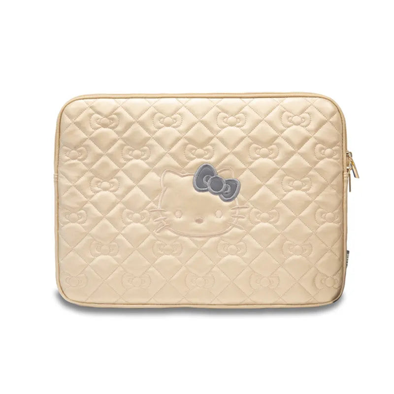 Hello Kitty Zip PU Quilted Bows Sleeve – nešiojamojo kompiuterio dėklas 13" / 14" (auksinis)