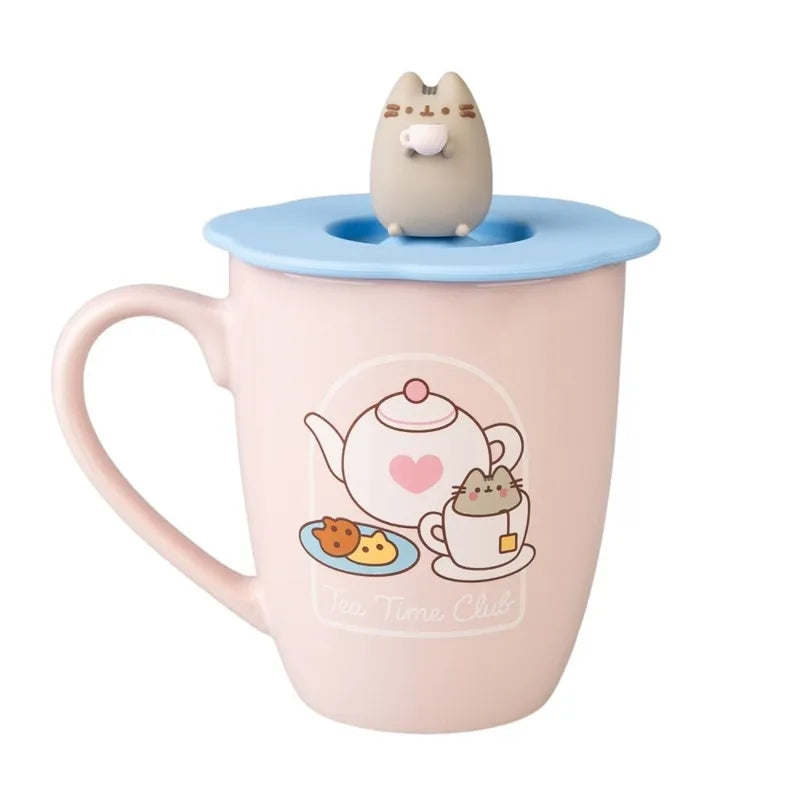 Pusheen – keraminis puodelis su silikoniniu dangteliu ir 3D figūrėle, 350 ml