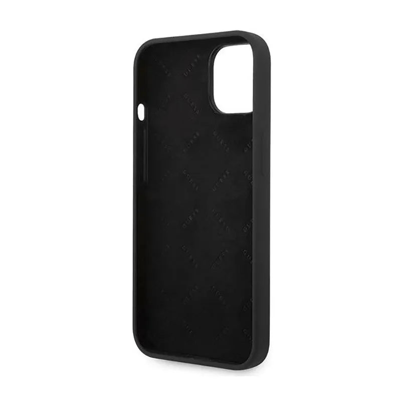 Guess Silicone Triangle Logo – dėklas iPhone 14 Plus telefonui (juodas)