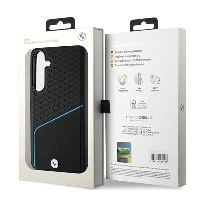 BMW Signature odos tekstūros ir linijų MagSafe – dėklas Samsung Galaxy S24 (juodas)