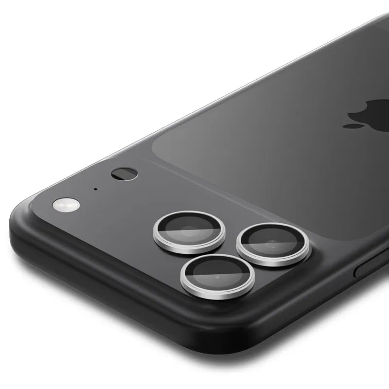 Spigen Optik Pro GLAS.TR EZ Fit kameros apsauga, 2 pakuotė - stiklinė objektyvo apsauga skirta iPhone 16 Pro / 16 Pro Max / 17 Pro / 17 Pro Max (2 vnt.) (Sidabrinė)