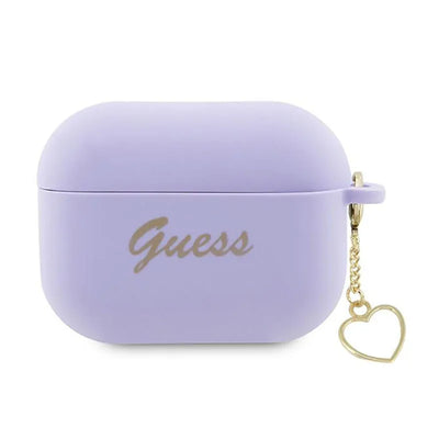 „Guess Silicone Heart Charm“ – dėklas „Apple AirPods Pro 2“ ausinėms (violetinis)
