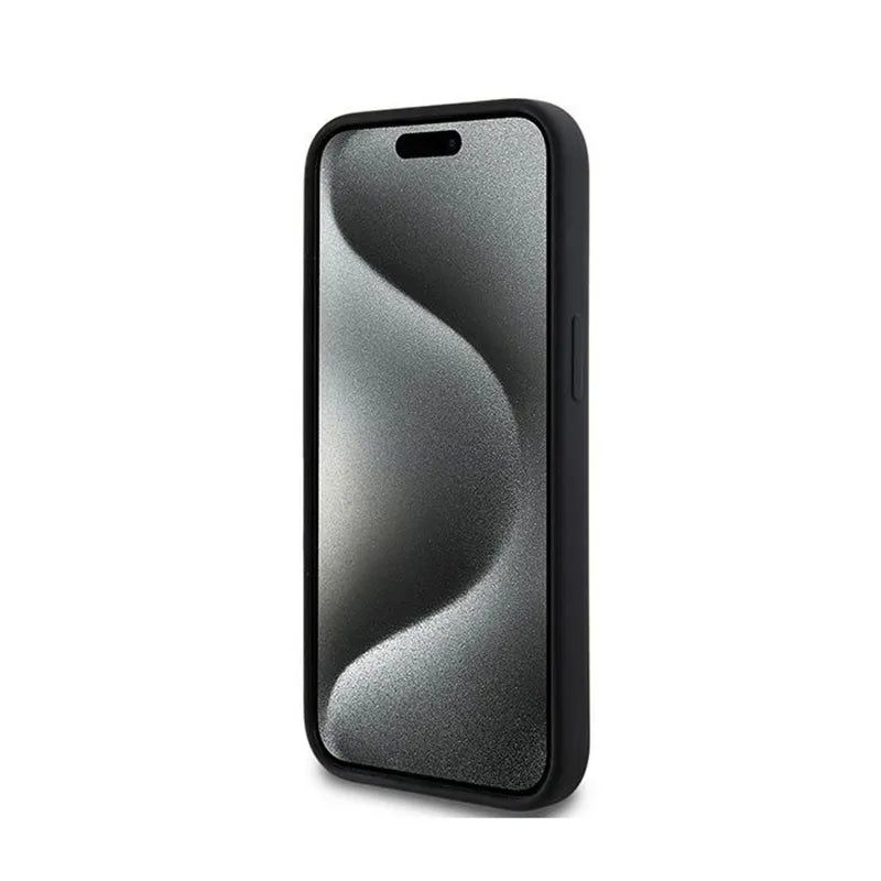 DKNY Liquid Silicone White Printed Logo MagSafe – Dėklas iPhone 15 Plus / 14 Plus (juodas)