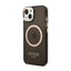 Guess Gold Outline Translucent MagSafe – dėklas iPhone 14 telefonui (juodas)