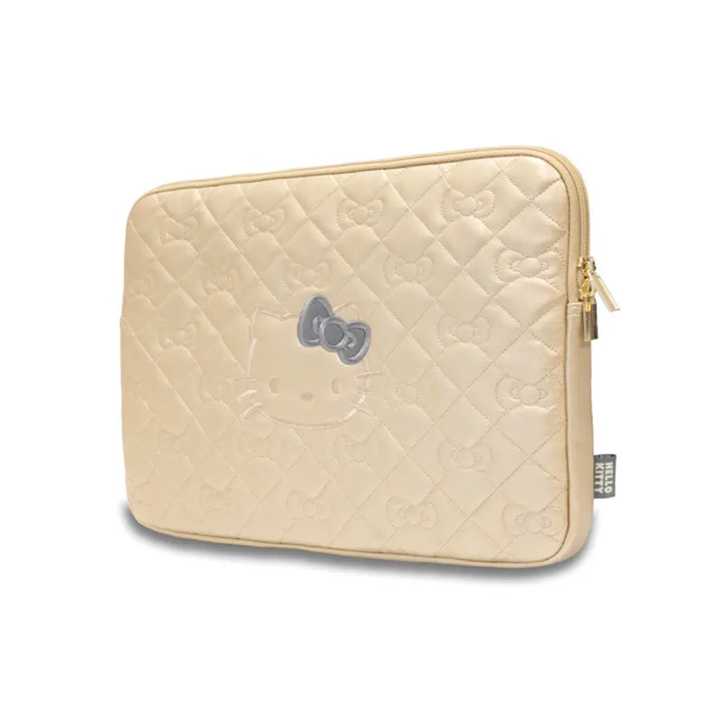 Hello Kitty Zip PU Quilted Bows Sleeve – nešiojamojo kompiuterio dėklas 13" / 14" (auksinis)