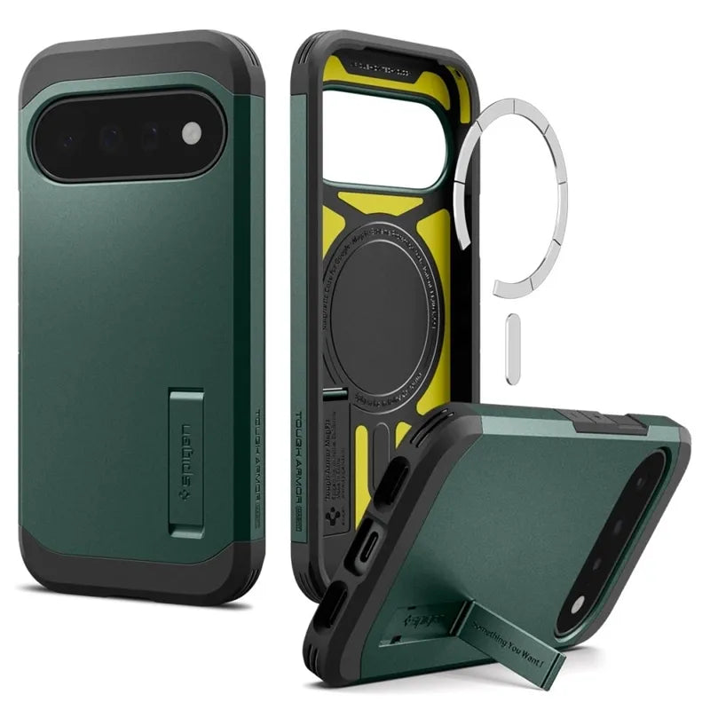 Spigen Tough Armor Mag MagSafe – dėklas Google Pixel 11 (Abyss Green)