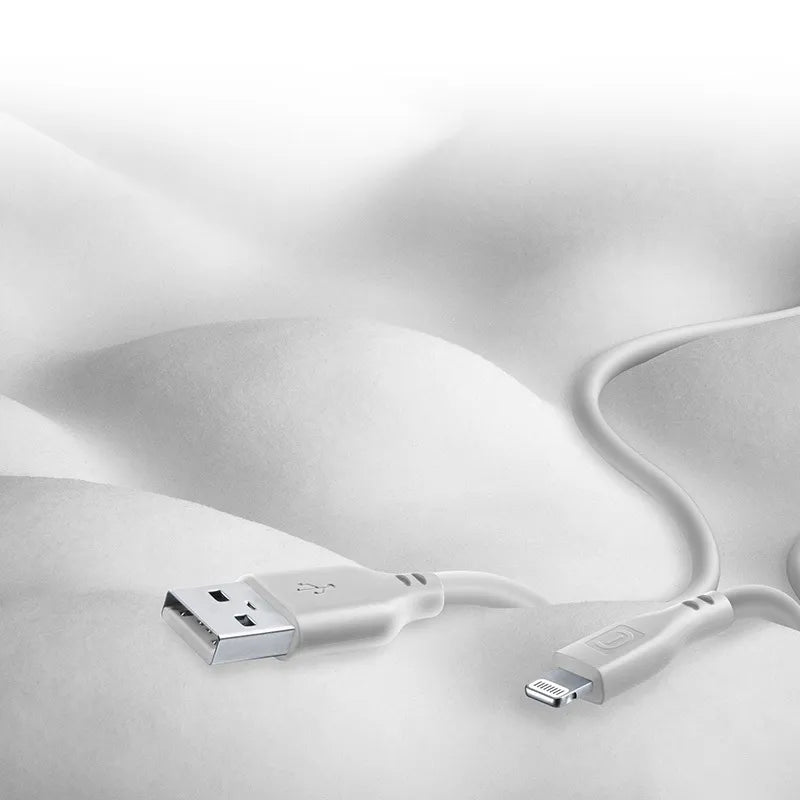 Cellularline Soft Cable – USB-A į Lightning laidas, MFi sertifikuotas, 1,2 m (pilkas)