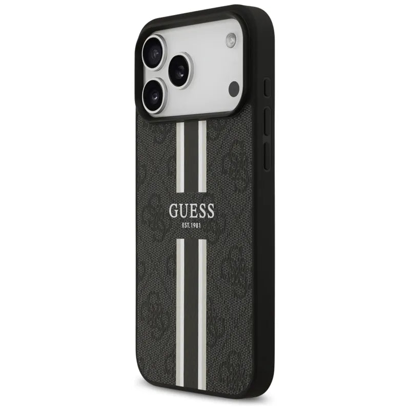 Guess 4G Printed Stripes MagSafe - Dėklas iPhone 17 Pro Max (juodas)