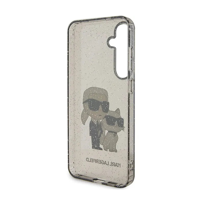 Karl Lagerfeld IML Glitter Karl & Choupette – dėklas Samsung Galaxy S24+ (juodas)