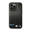 BMW Leather Carbon Blue Line - Dėklas iPhone 14 Pro (Juodas)